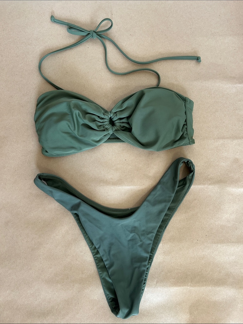 Halter Green Bandeau Bikini Set - Women Swim